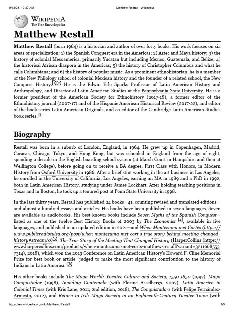 Matthew Restall: Historian and Author | PDF | Culture Of The Americas ...