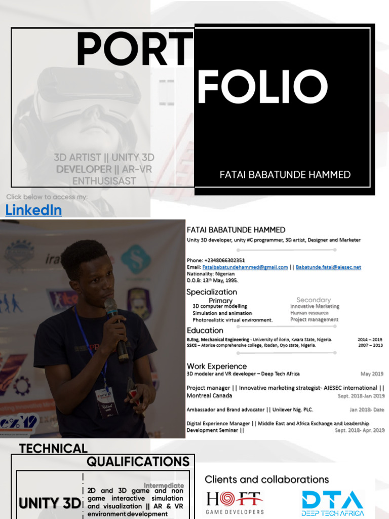 Unity 3D Developer & 3D Artist Profile | PDF