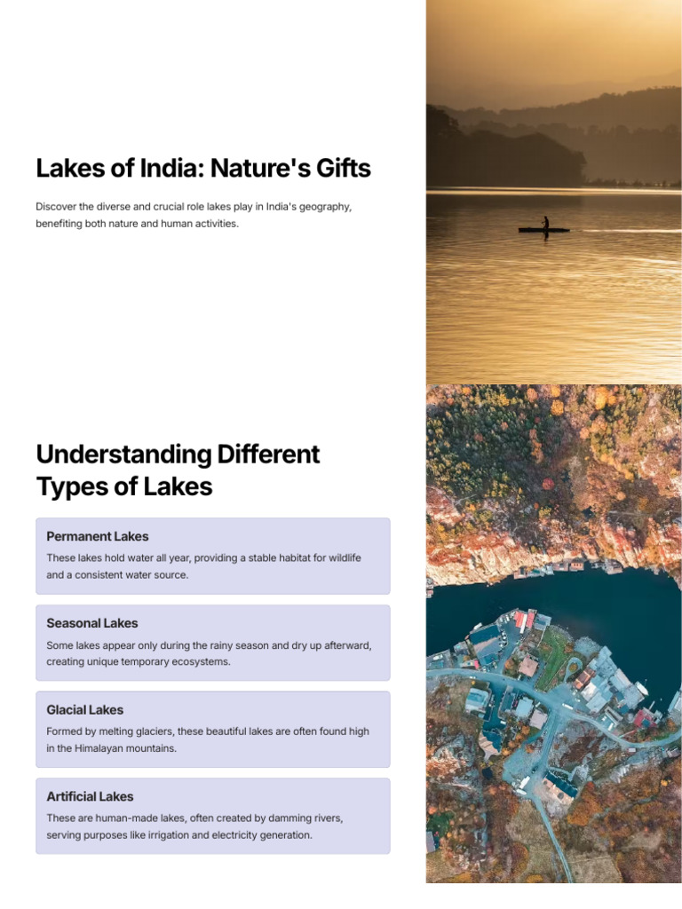 Permanent Lakes of India Explained | PDF | Lake | River
