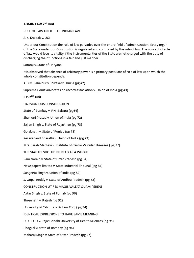 Admin and IOS 2nd Unit Cases List | PDF