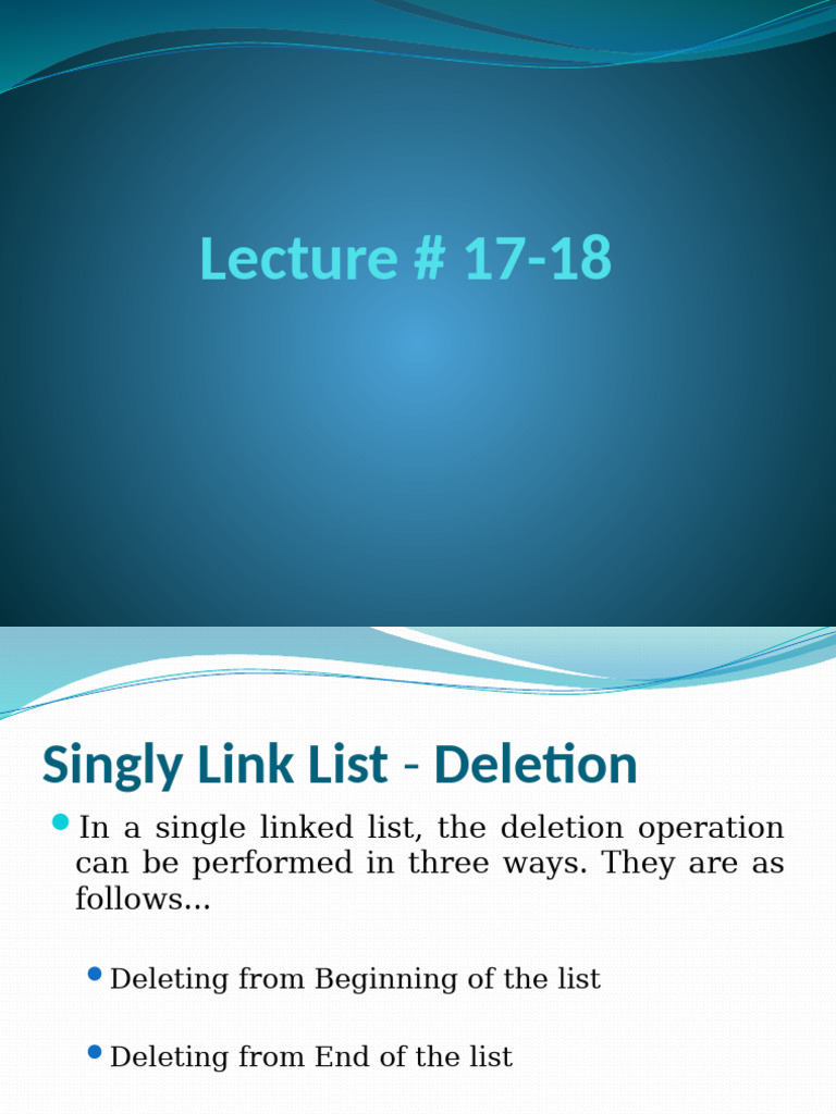 Singly Linked List Deletion Methods | PDF | Algorithms And Data ...