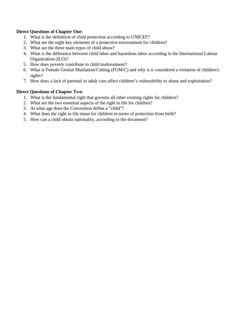 Direct Questions of Chapter 1, 2 | PDF