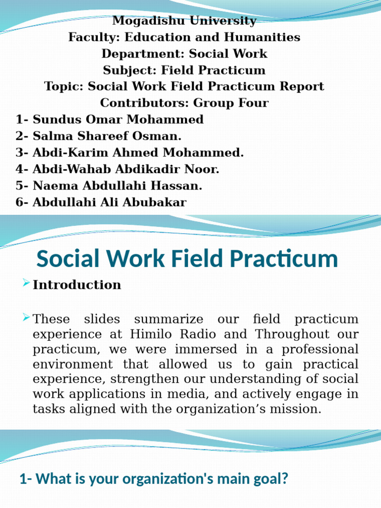 Social Work Field Practicum Insights | PDF | Social Media | Popular ...