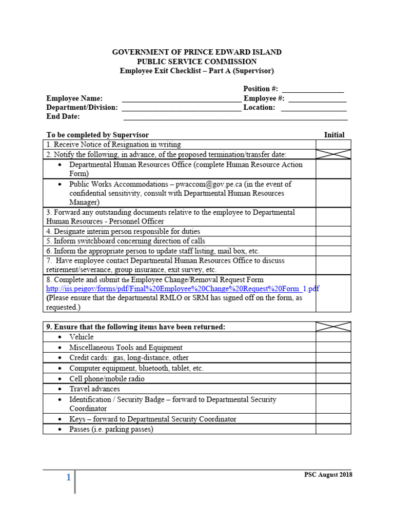 Employee Exit Checklist for Supervisors | PDF | Computing