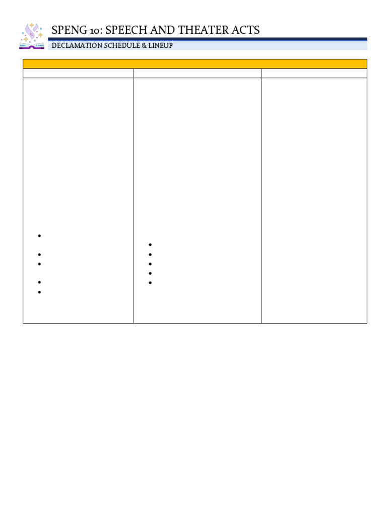Declamation Schedule for SPENG 10 | PDF