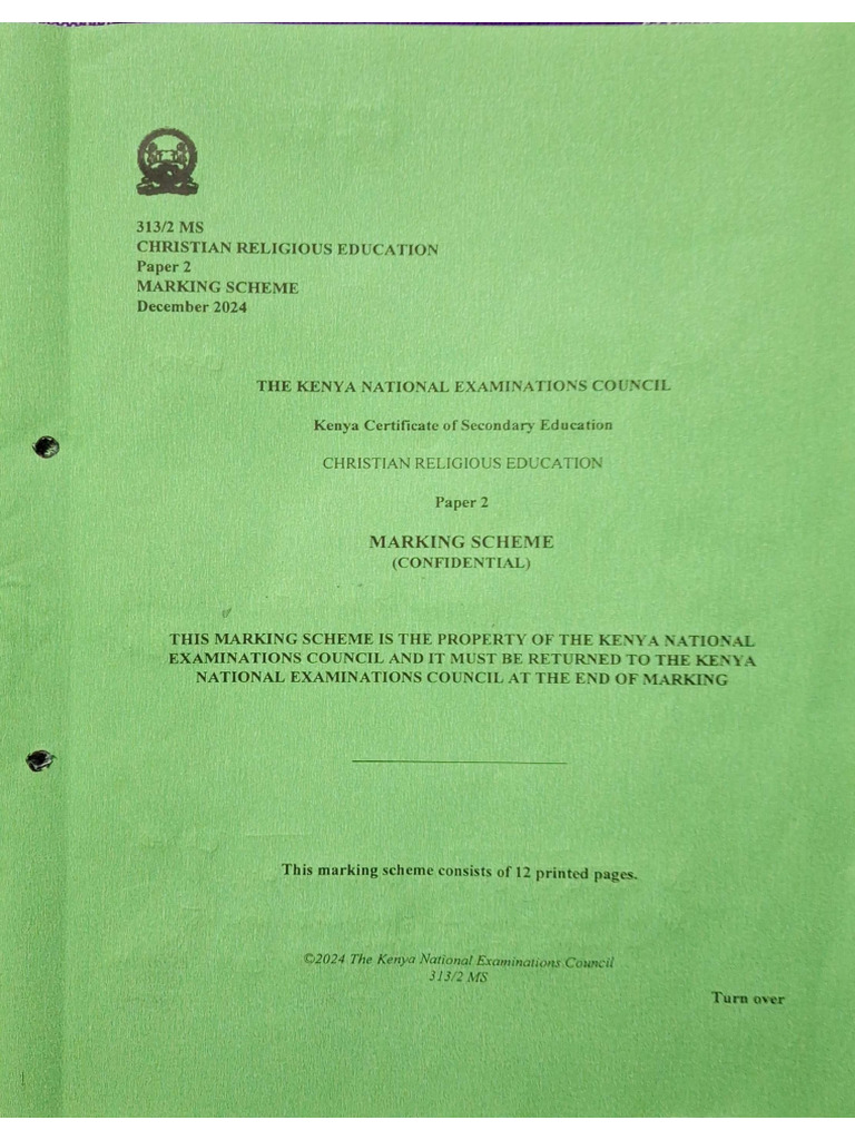 Cre Paper 2 Kcse 2024 Ms | PDF