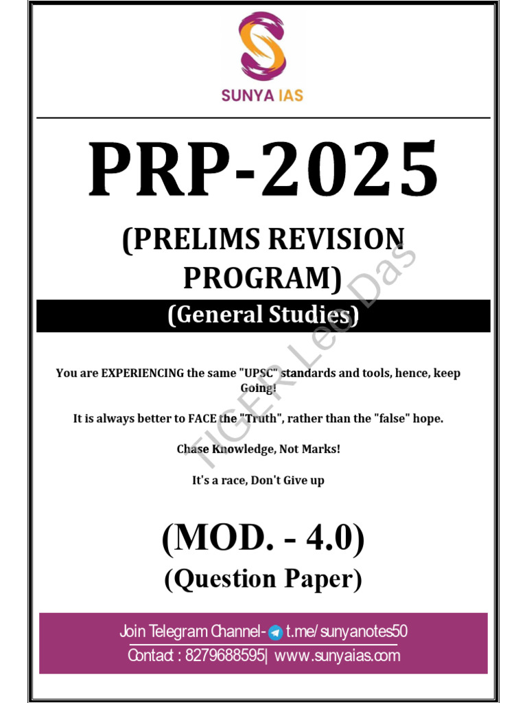 UPSC Prelims Revision Program 2025 | PDF | Politics Of India | British ...