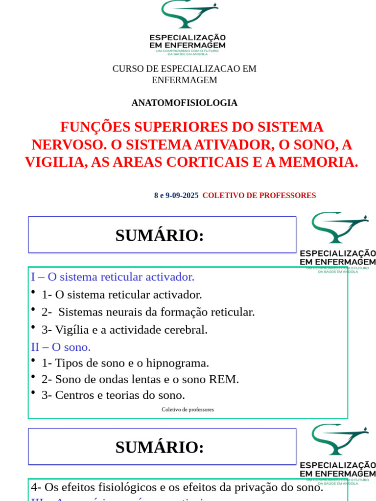 Sistema Reticular Activador, o Sono e A Memoria | PDF | Dormir | Cérebro