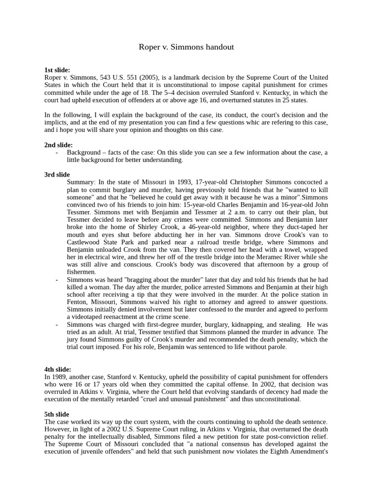 Roper v. Simmons | PDF | Public Law | United States Supreme Court Cases