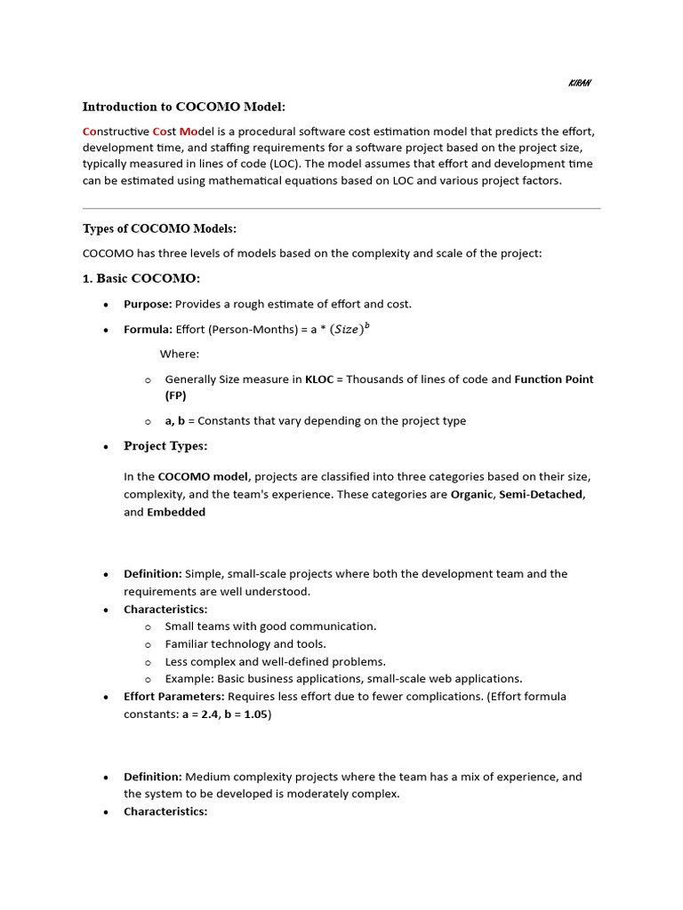 COCOMO Model | PDF | Computing | Software Engineering