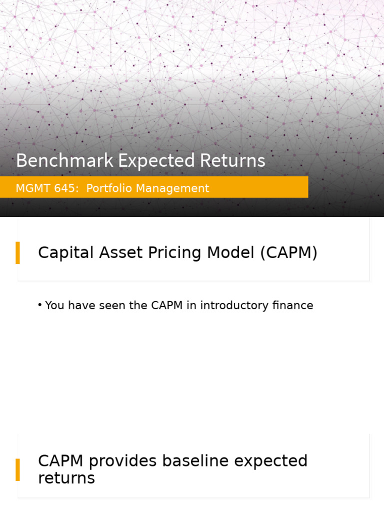 CAPM Expected Returns Benchmark Analysis | PDF | Capital Asset Pricing ...