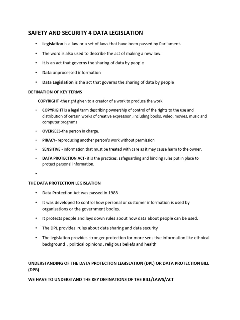 Data Protection Legislation Overview | PDF | Information Privacy ...