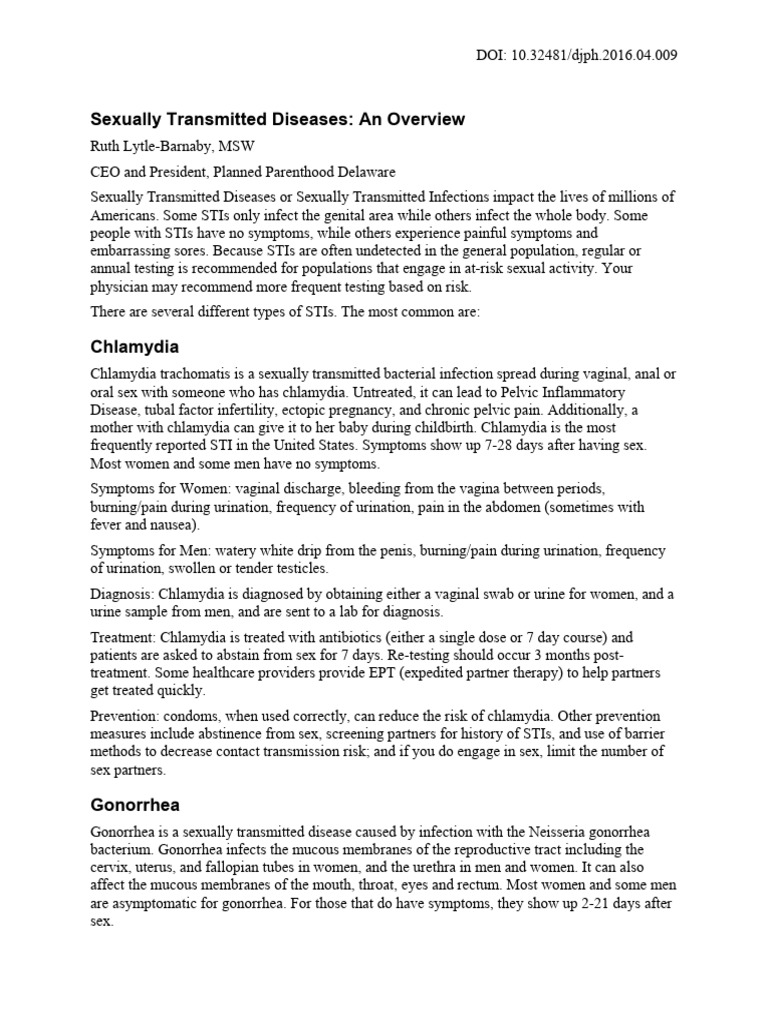Overview Std | PDF | Sexually Transmitted Infection | Safe Sex