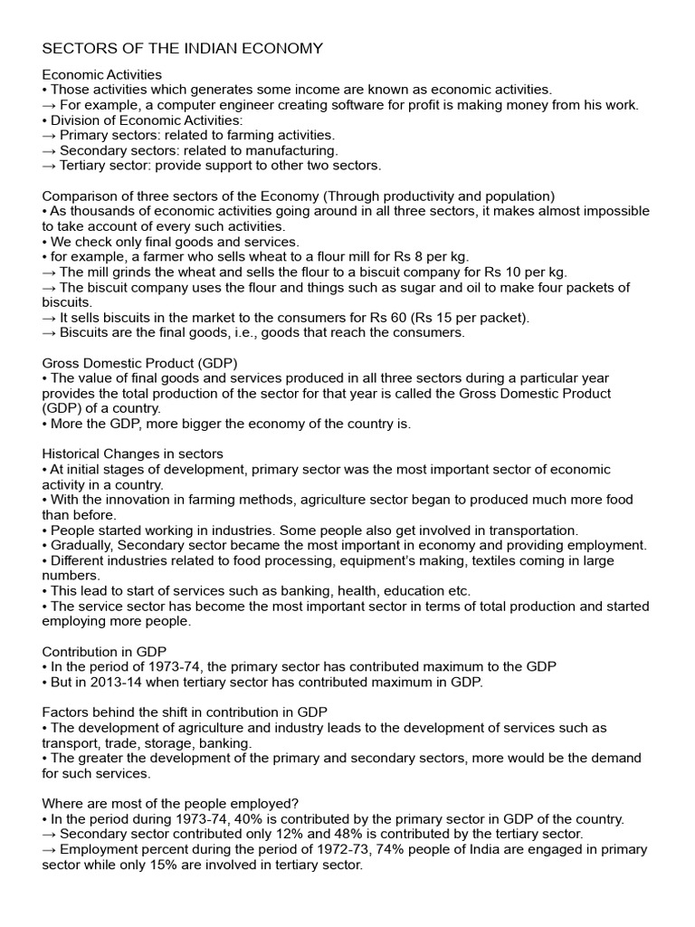 10th Eco Sectors of The Indian Economy | PDF | Underemployment | Employment