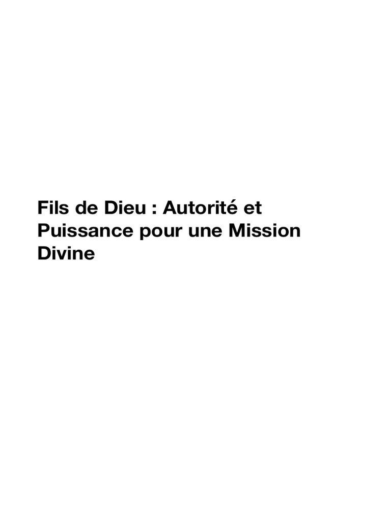 Fils de Dieu : Autorité et Puissance | PDF | Dieu | Saint-Esprit