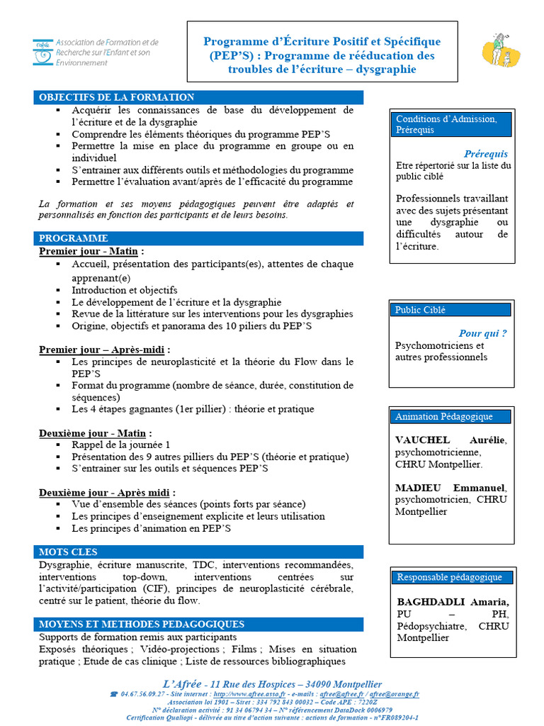 Formation PEP'S : Écriture et Dysgraphie | PDF | Pédagogie | Apprentissage
