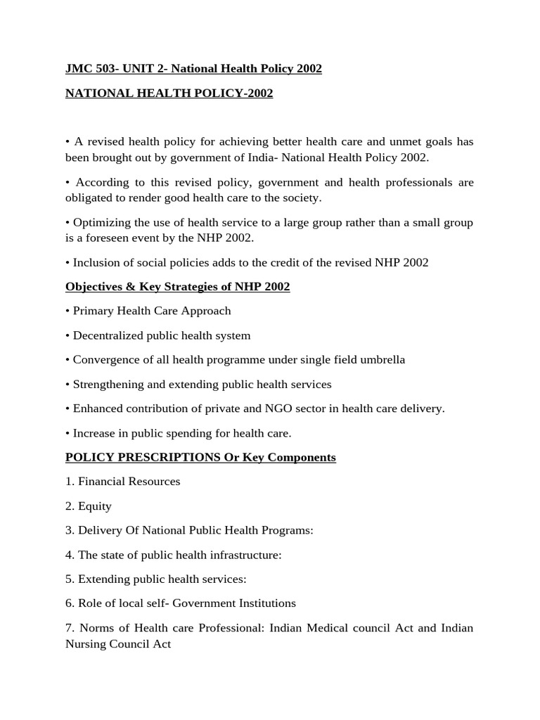 NATIONAL HEALTH POLICY 2002 GOALS visual data 7