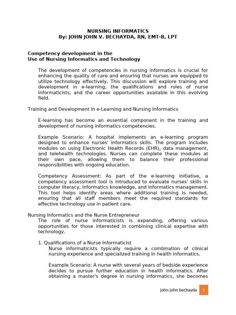 Nursing Informatics Competency Development | PDF | Health Informatics ...