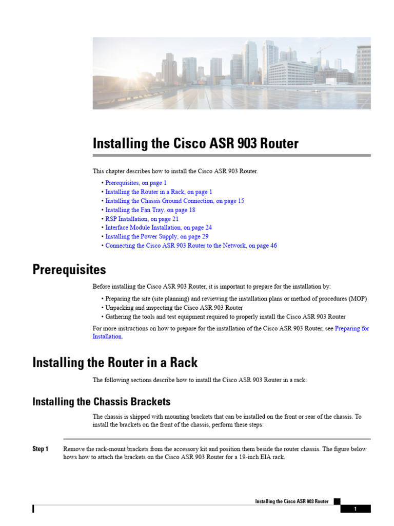 ASR-903 Installing The Cisco Asr 903 Router | PDF