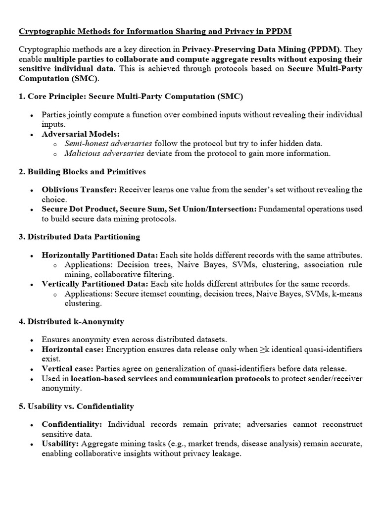 Cryptographic Techniques for PPDM Privacy | PDF | Encryption | Cryptography