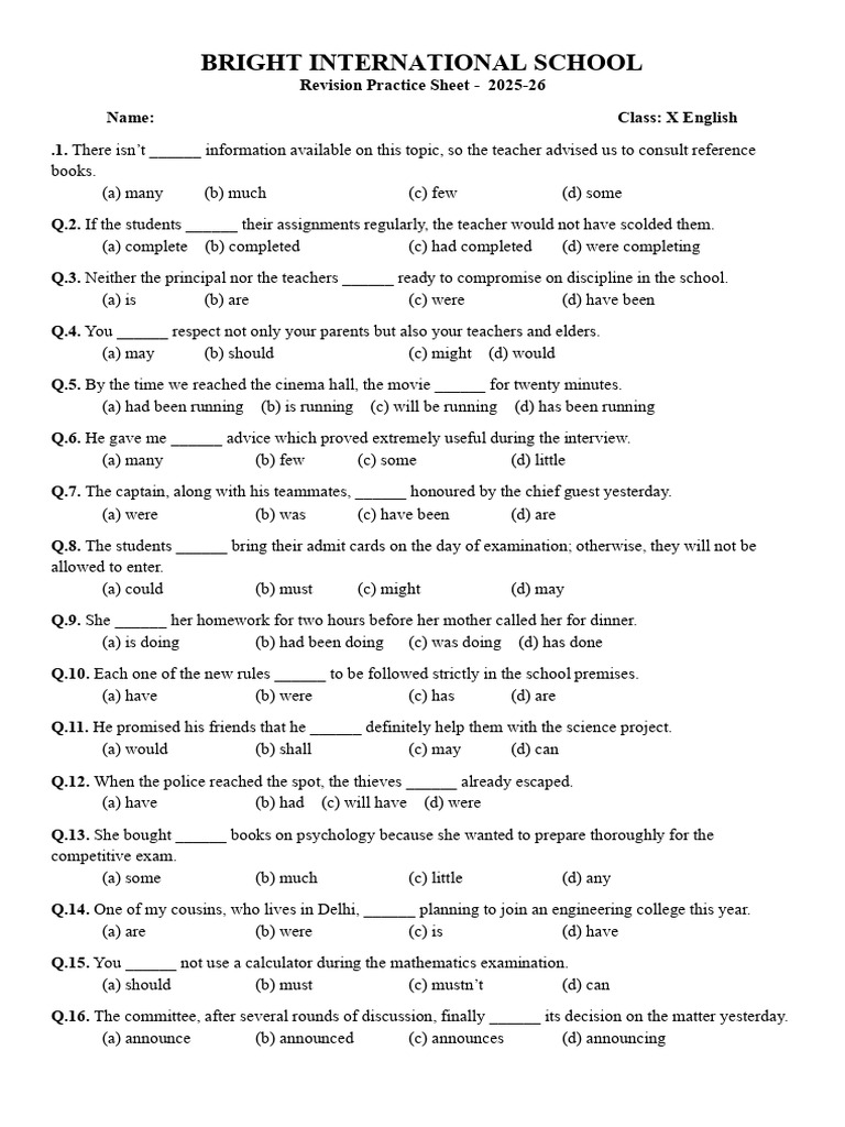 Class X English Revision Practice 2025-26 | PDF | Poetry