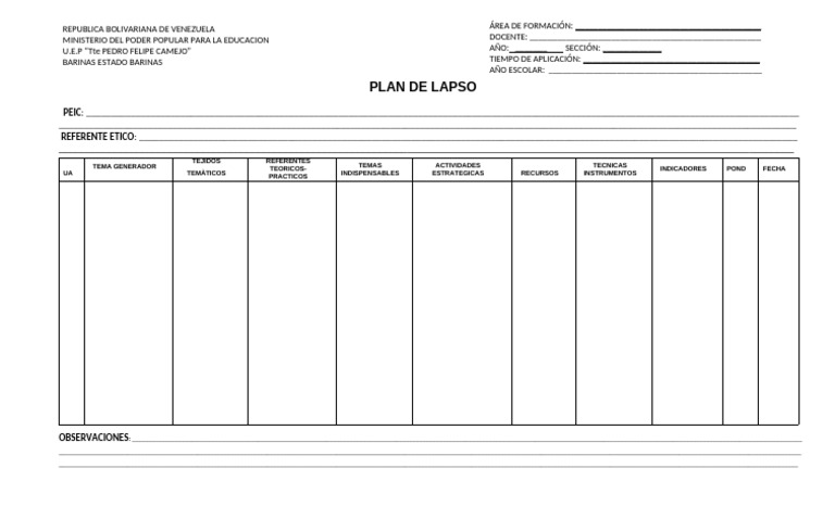 Plan de Lapso Educativo 2023 | PDF