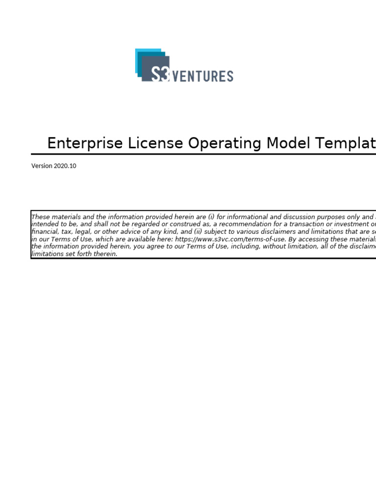 S3+Ventures+Enterprise+License+Operating+Model+ (v2020 10) | PDF ...