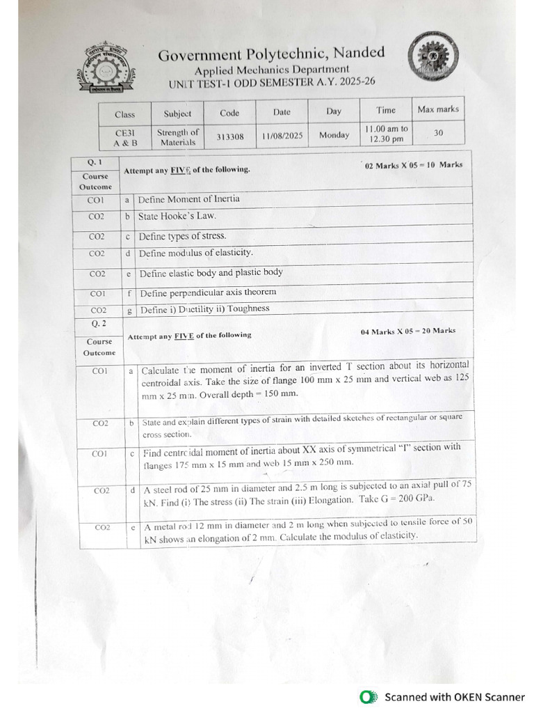 Som Unit Test Paper 25-26 | PDF