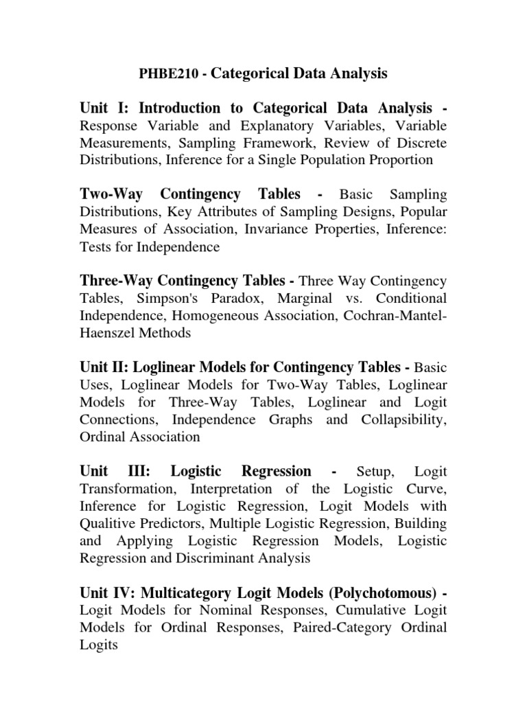 Categorical Data Analysis Techniques | PDF