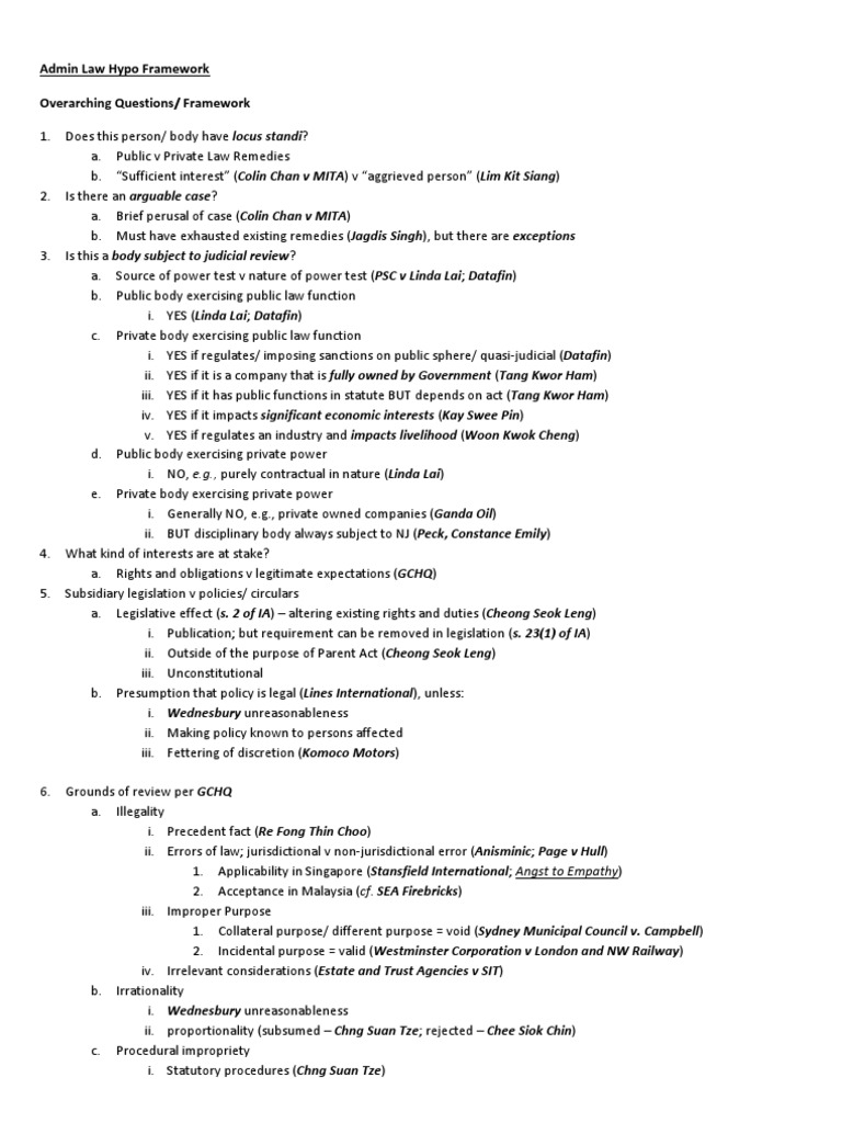 Admin Law Hypo Framework PDF Public Law Administrative Law
