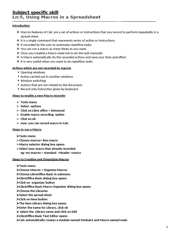 Recording Macros in LibreOffice Calc | PDF | Macro (Computer Science ...