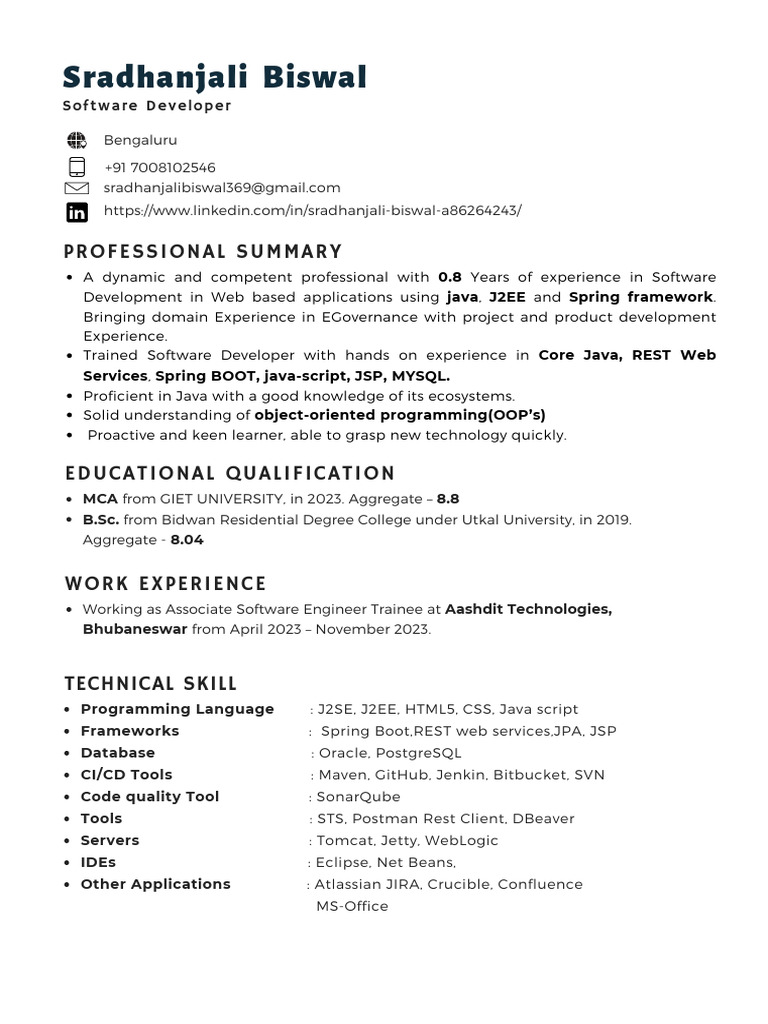 Java Developer with E-Governance Experience | PDF | Java (Programming ...