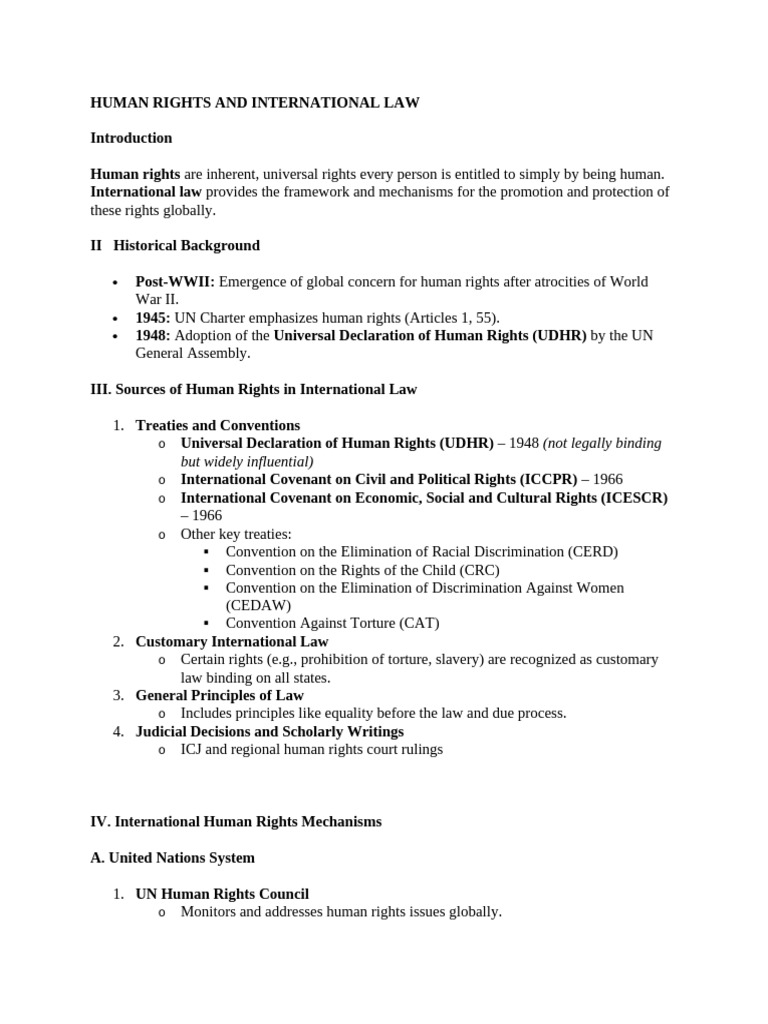 Human Rights in International Law Overview | PDF | Human Rights ...