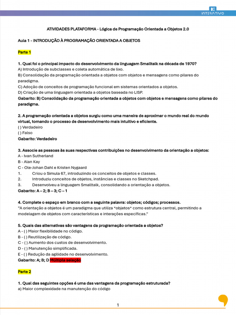Vantagens da Programação Orientada a Objetos | PDF | Classe ...