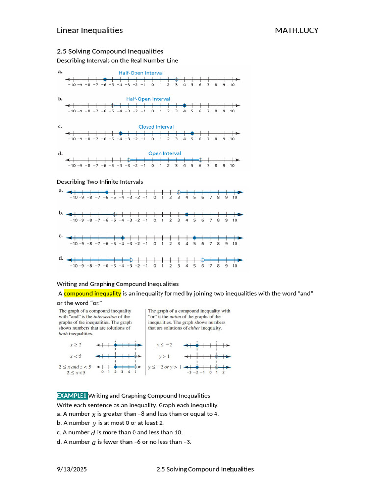 Solving and Graphing Compound Inequalities | PDF