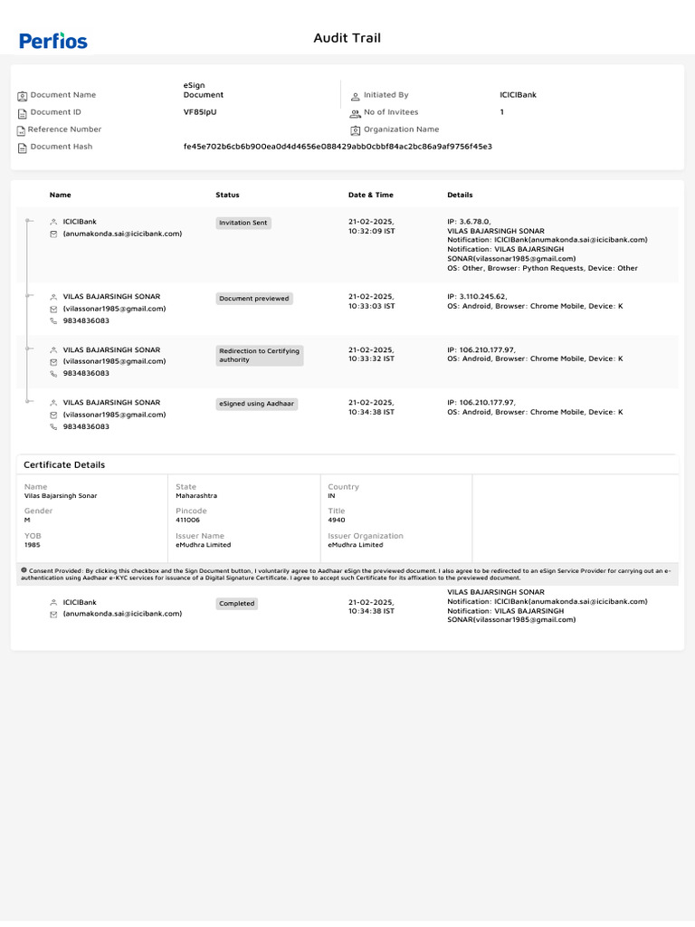 Audit Trail ESign Document | PDF | Access Control | Computer Security