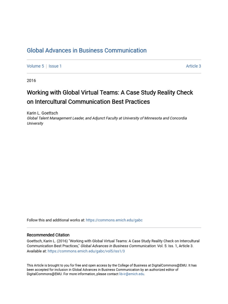Global Virtual Teams: Intercultural Insights | PDF | Communication | Bias