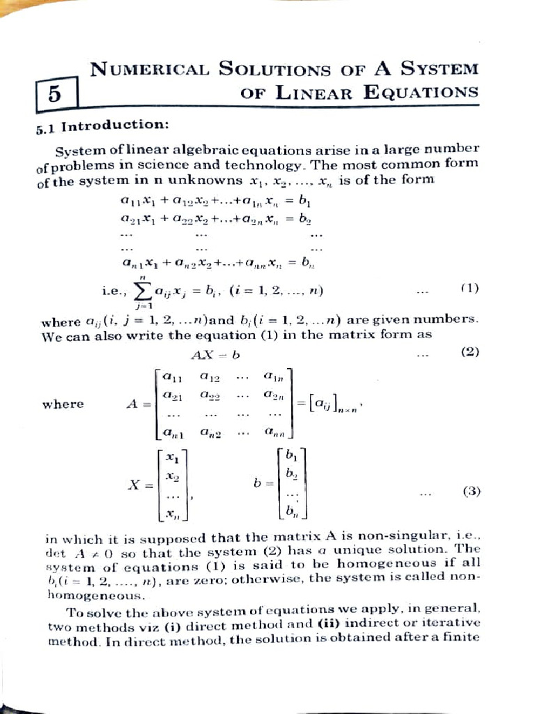 Numerical Methods for Linear Equations | PDF | Matrix (Mathematics ...