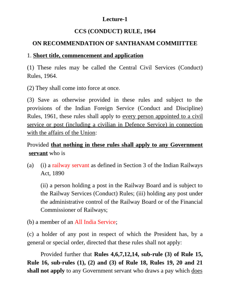 CCS Conduct Rules Overview | PDF | Salary | Employment