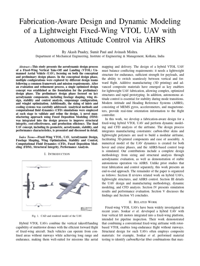 Lightweight Fixed-Wing VTOL UAV Design | PDF | Unmanned Aerial Vehicle ...
