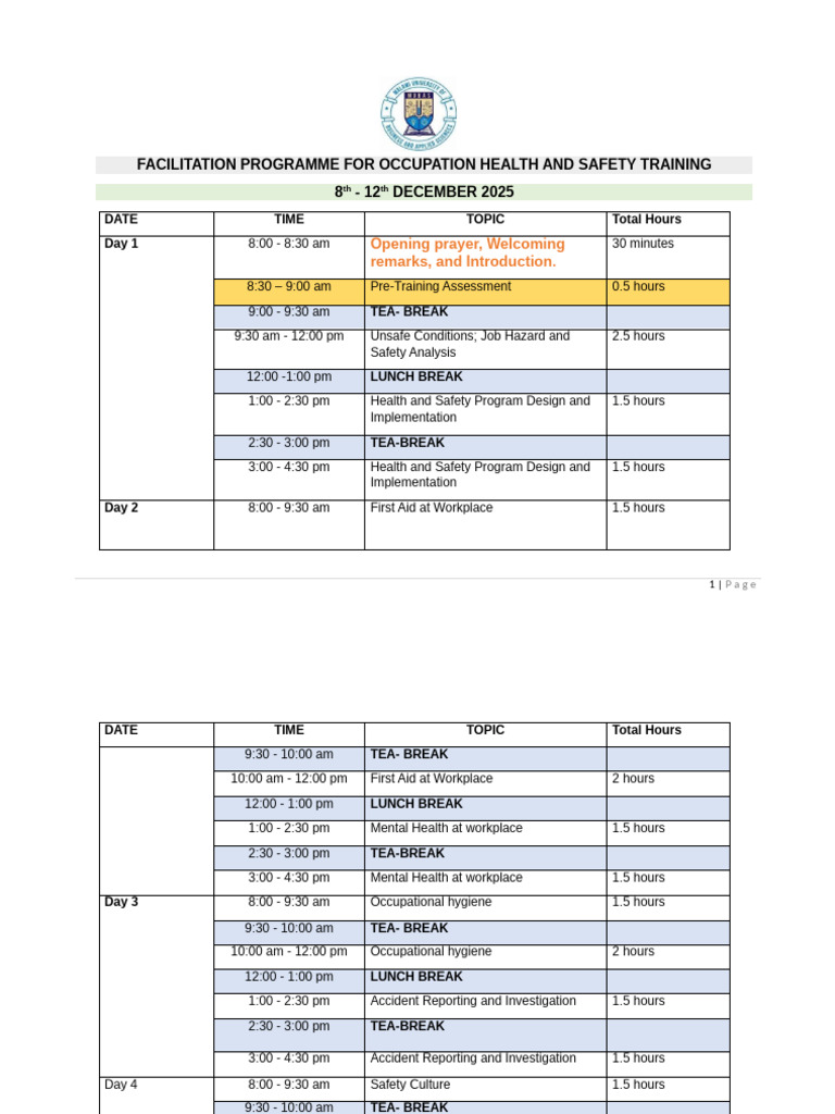 Occupational Health & Safety Training 2025 | PDF | Occupational Safety ...