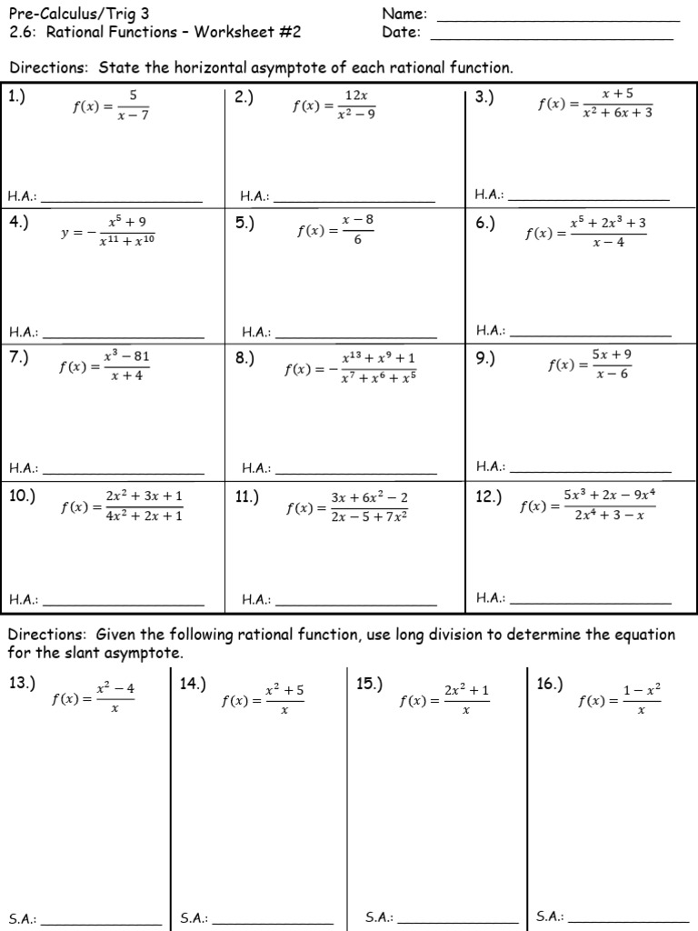Asymptotes Practice Worksheet | PDF | Asymptote | Chess