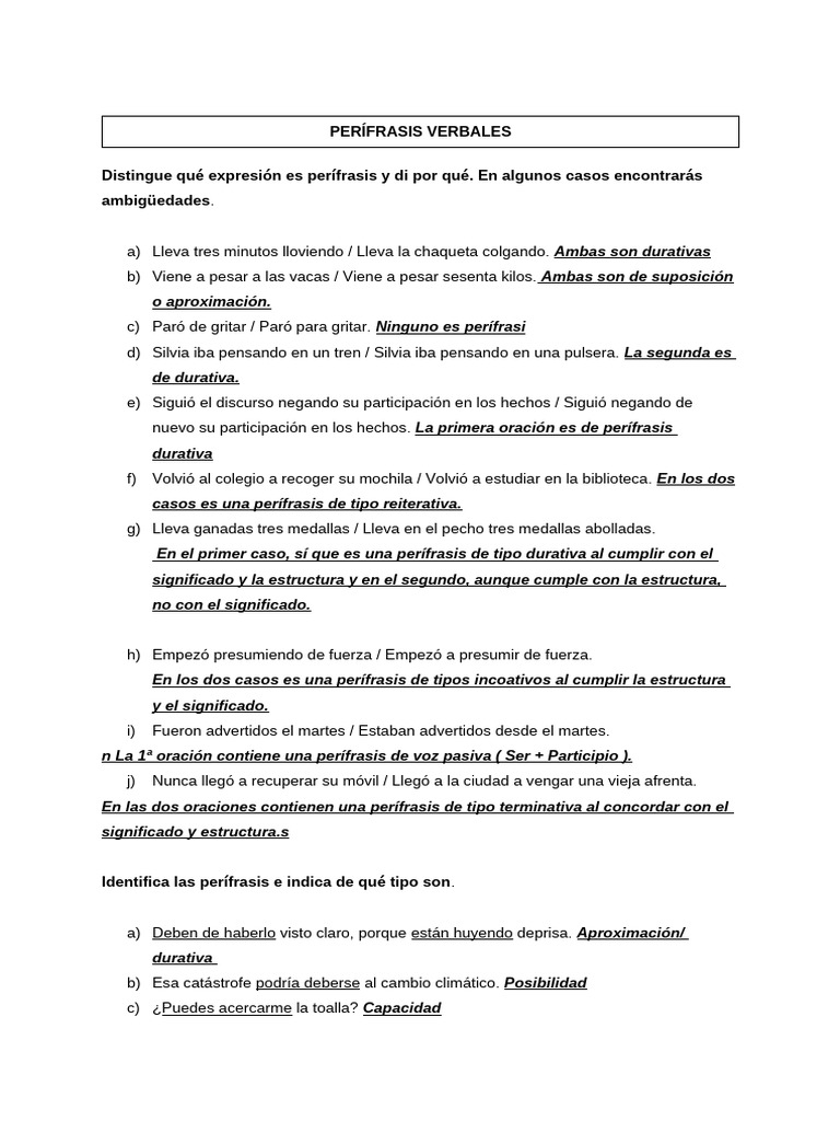 PERÍFRASIS VERBALES Res | PDF | Sintaxis | Morfología