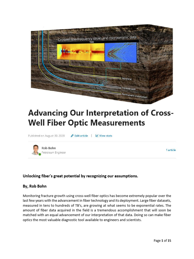 Cross-Well Fiber Optics: Assumptions Explained | PDF | Fracture ...