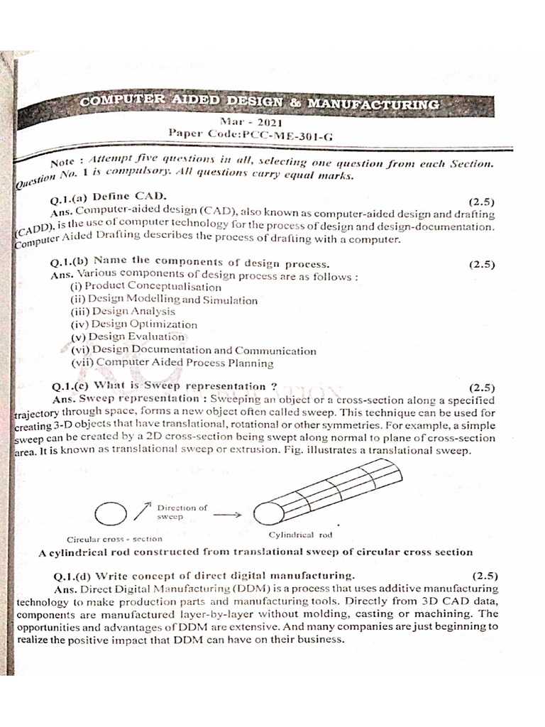 Cad and Manufacturing 5th Sem RG | PDF