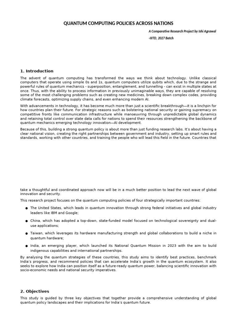 Global Quantum Computing Policies Review | PDF | Computing | Policy