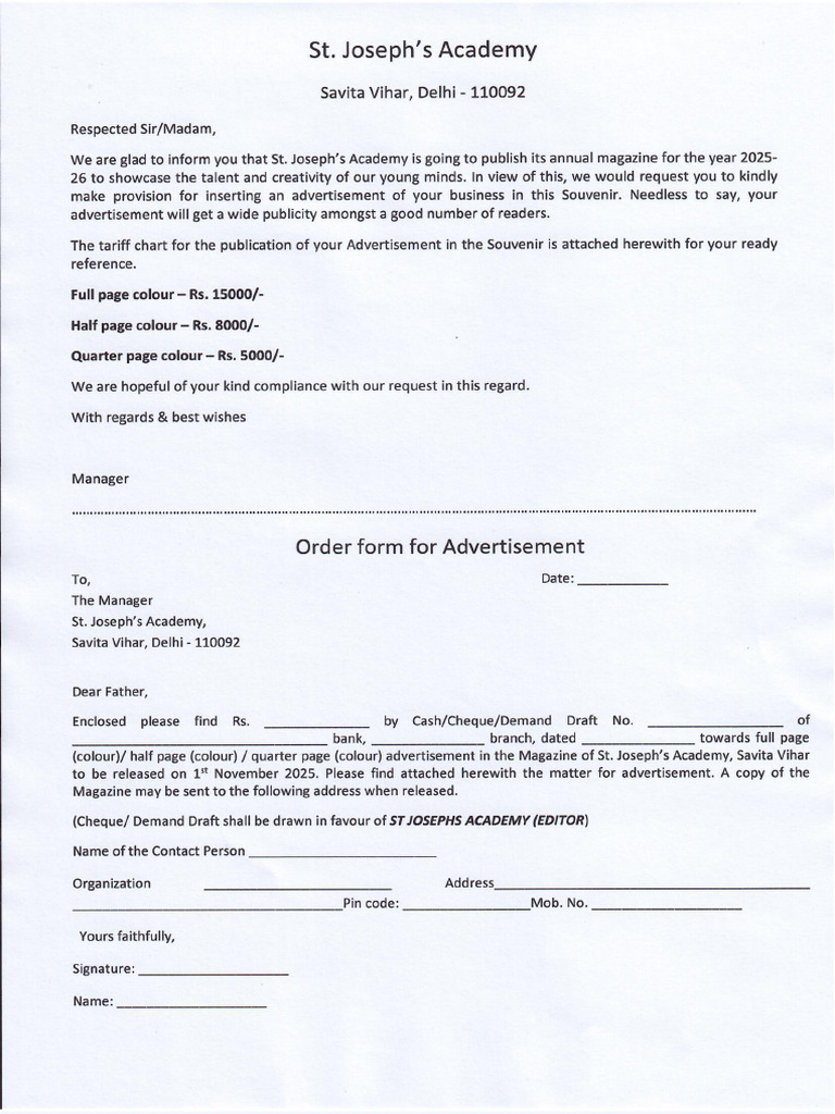 Advertisement Form 1 | PDF