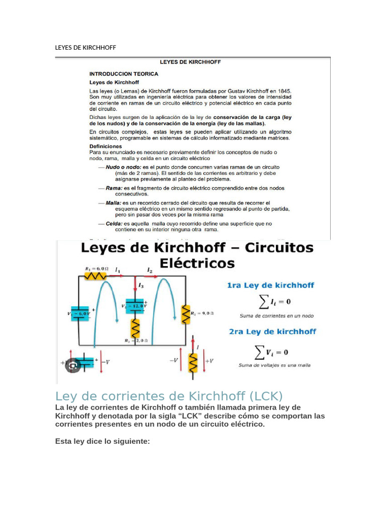 Leyes de Kirchhoff: Fórmulas y Ejemplos | PDF | Cantidad | Cantidades ...