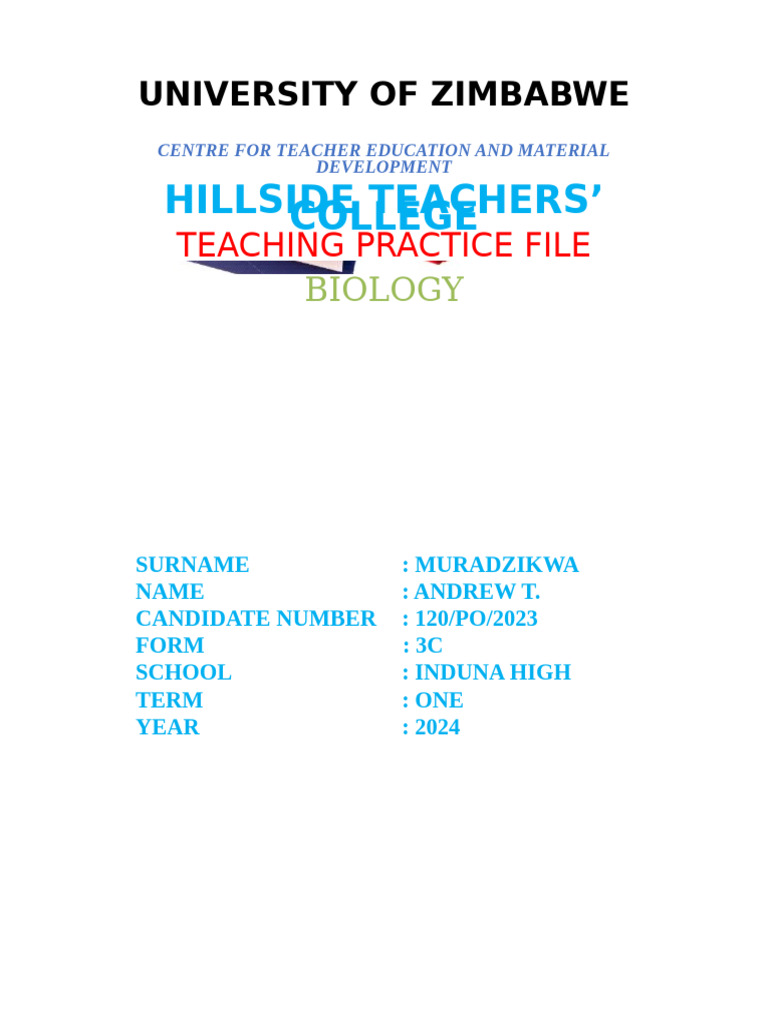 Biology Teaching Practice File 2024 | PDF