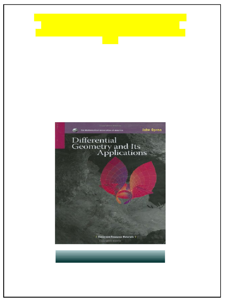 Differential Geometry and its Applications Classroom Resource Materials ...